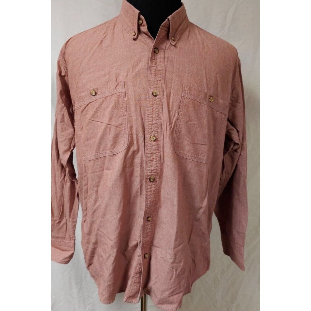 Cabelas Legendary Mens Large Reg Red Long Sleeve Button Down Heavyweight Shirt